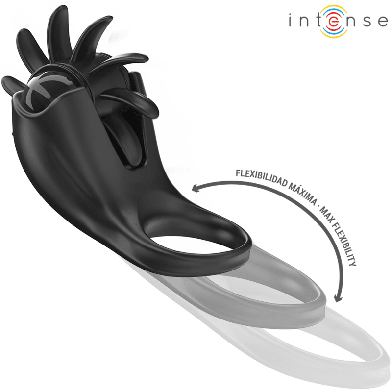 INTENSE - MABEL VIBRATING RING 10 VIBRATIONS WITH CLITORIS STIMULATOR BLACK - Kink&Play