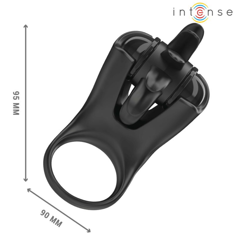 INTENSE - MABEL VIBRATING RING 10 VIBRATIONS WITH CLITORIS STIMULATOR BLACK - Kink&Play
