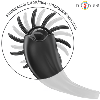 INTENSE - MABEL VIBRATING RING 10 VIBRATIONS WITH CLITORIS STIMULATOR BLACK - Kink&Play