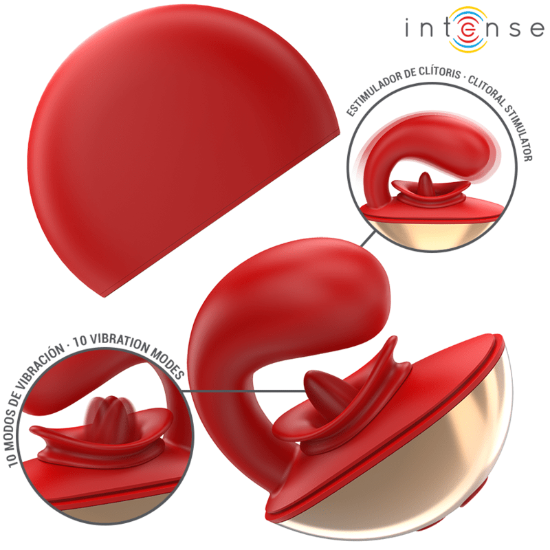 INTENSE - MARIAH VIBRATOR & STIMULATOR IN U SHAPE 10 VIBRATIONS RED - Kink&Play