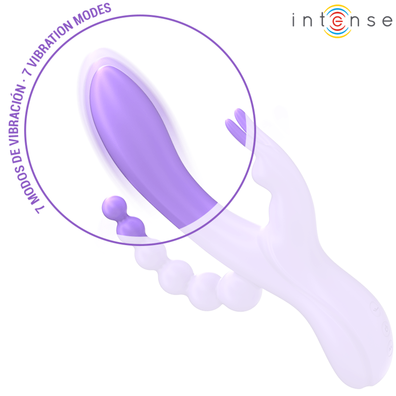 INTENSE - MIKO TRIPLE VIBRATOR RABBIT & STIMULATOR & ANAL 7 VIBRATIONS PURPLE - Kink&Play