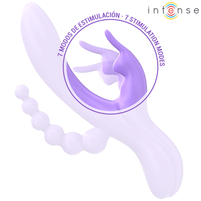 INTENSE - MIKO TRIPLE VIBRATOR RABBIT & STIMULATOR & ANAL 7 VIBRATIONS PURPLE - Kink&Play