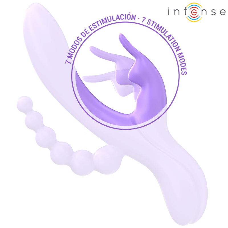 INTENSE - MIKO TRIPLE VIBRATOR RABBIT & STIMULATOR & ANAL 7 VIBRATIONS PURPLE - Kink&Play
