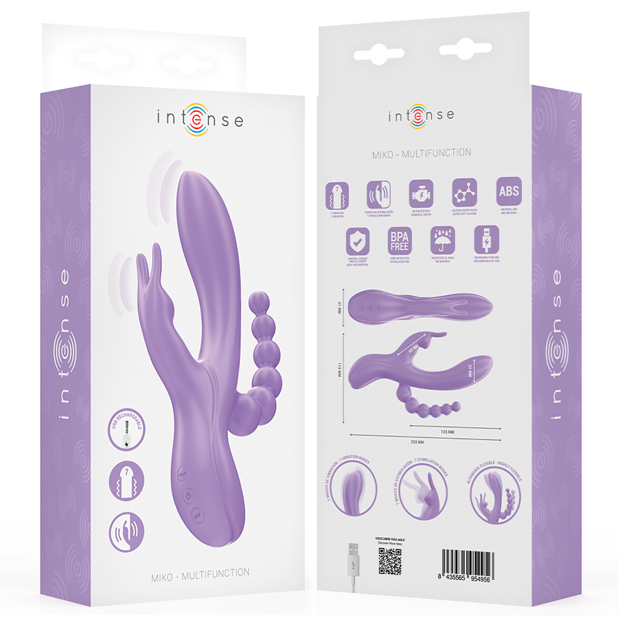 INTENSE - MIKO TRIPLE VIBRATOR RABBIT & STIMULATOR & ANAL 7 VIBRATIONS PURPLE - Kink&Play