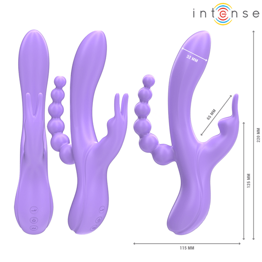 INTENSE - MIKO TRIPLE VIBRATOR RABBIT & STIMULATOR & ANAL 7 VIBRATIONS PURPLE - Kink&Play