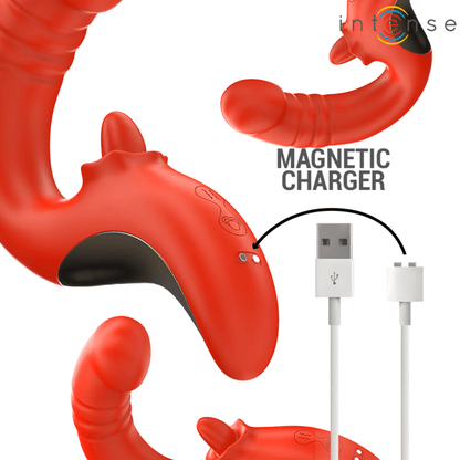 INTENSE - PAULINA VIBRATOR AND STIMULATOR IN U SHAPE RED - Kink&Play
