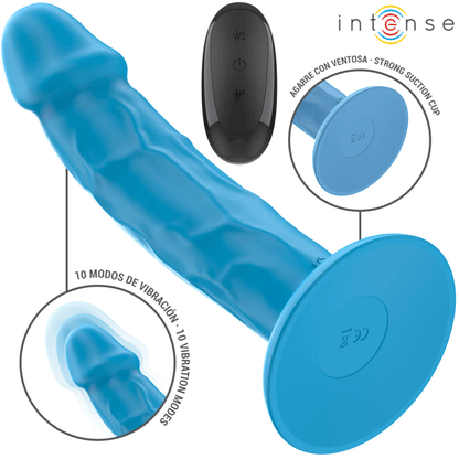 INTENSE - PHOEBE REALISTIC VIBRATOR 10 VIBRATIONS BLUE REMOTE CONTROL - Kink&Play