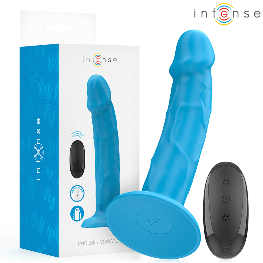 INTENSE - PHOEBE REALISTIC VIBRATOR 10 VIBRATIONS BLUE REMOTE CONTROL - Kink&Play