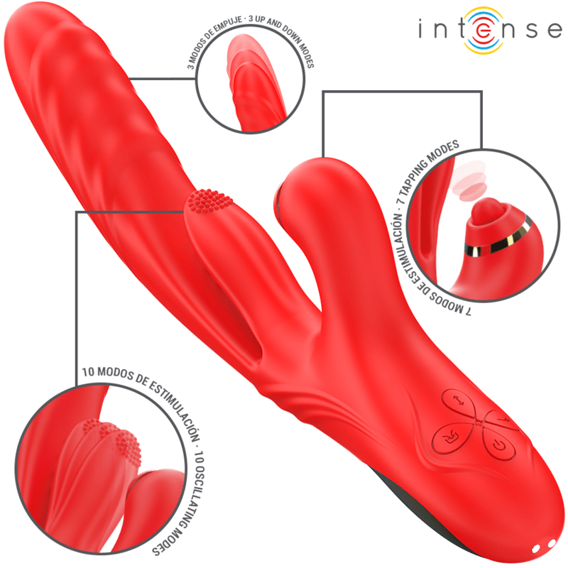 INTENSE - ROSALIA MULTIFUNCTION VIBRATOR 3 IN 1 RED - Kink&Play