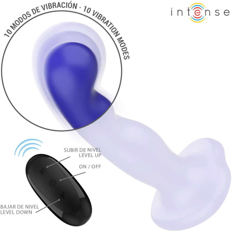 INTENSE - SHORTY VIBRATOR WITH SUCTION CUP BLUE REMOTE CONTROL - Kink&Play