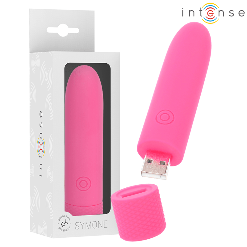 INTENSE - SYMONE USB RECHARGEABLE VIBRATING BULLET 8 VIBRATIONS PINK 10 X 2.2 CM - Kink&Play