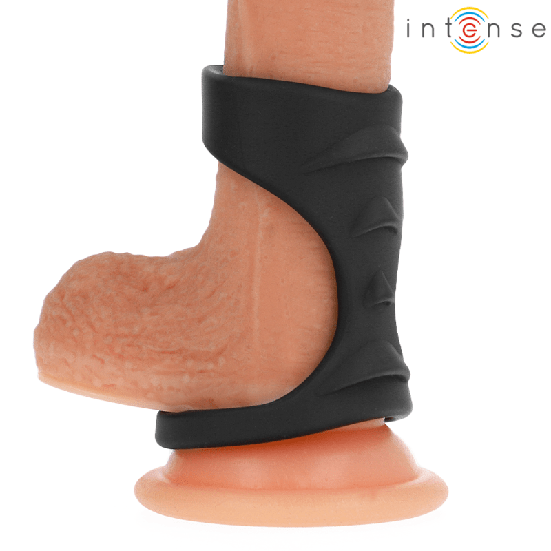 INTENSE - THEO DOUBLE SILICONE PENIS RING BLACK MODEL 3 - Kink&Play