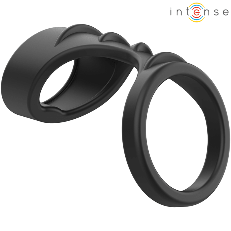 INTENSE - THEO DOUBLE SILICONE PENIS RING BLACK MODEL 3 - Kink&Play