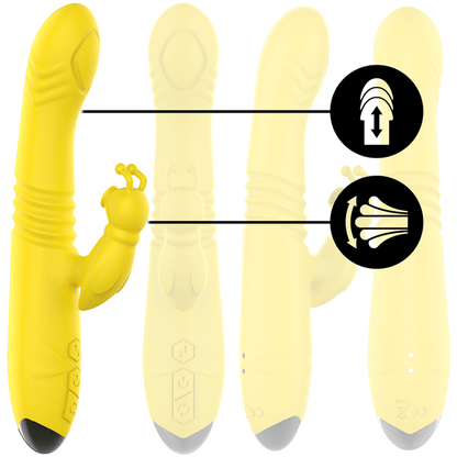 INTENSE - TOKY MULTIFUNCTION VIBRATOR UP & DOWN WITH CLITORAL STIMULATOR YELLOW - Kink&Play
