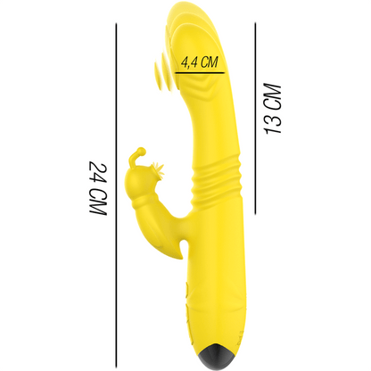 INTENSE - TOKY MULTIFUNCTION VIBRATOR UP & DOWN WITH CLITORAL STIMULATOR YELLOW - Kink&Play