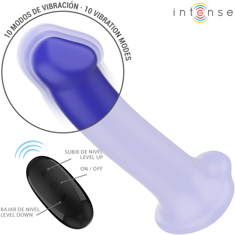 INTENSE - VICTORIA VIBRATOR WITH SUCTION CUP 10 VIBRATIONS DARK BLUE REMOTE CONTROL - Kink&Play
