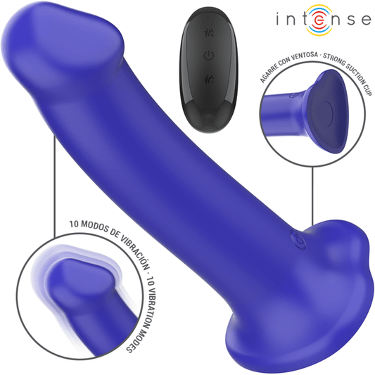 INTENSE - VICTORIA VIBRATOR WITH SUCTION CUP 10 VIBRATIONS DARK BLUE REMOTE CONTROL - Kink&Play