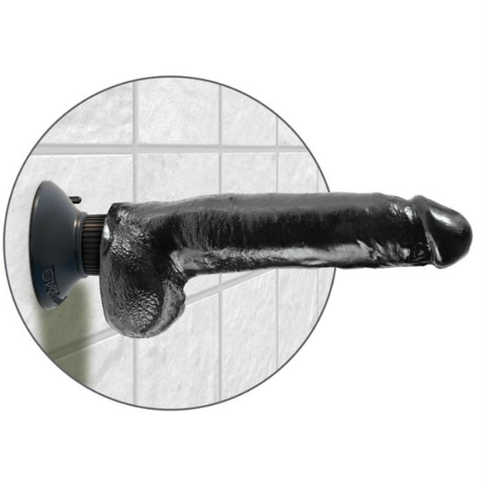 KING COCK - 23 CM VIBRATING COCK WITH BALLS BLACK - Kink&Play
