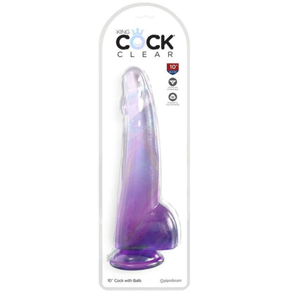 KING COCK - CLEAR DILDO WITH TESTICLES 19 CM PURPLE - Kink&Play