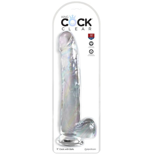 KING COCK - CLEAR DILDO WITH TESTICLES 24.8 CM TRANSPARENT - Kink&Play