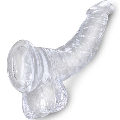 KING COCK - CLEAR REALISTIC CURVED PENIS WITH BALLS 16.5 CM TRANSPARENT - Kink&Play