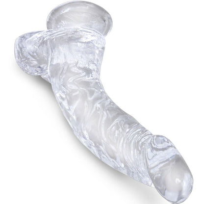 KING COCK - CLEAR REALISTIC CURVED PENIS WITH BALLS 16.5 CM TRANSPARENT - Kink&Play