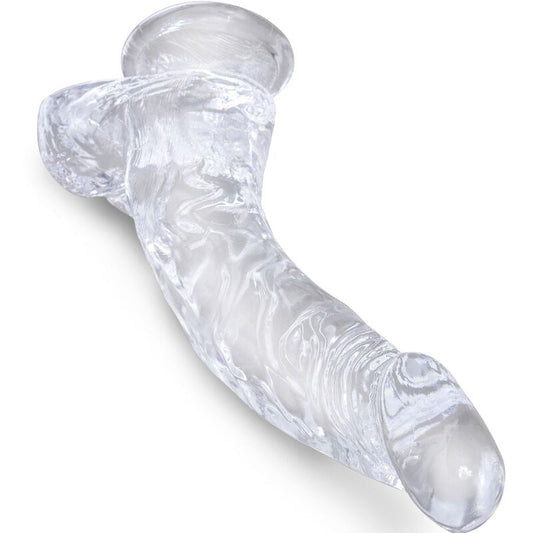KING COCK - CLEAR REALISTIC CURVED PENIS WITH BALLS 16.5 CM TRANSPARENT - Kink&Play
