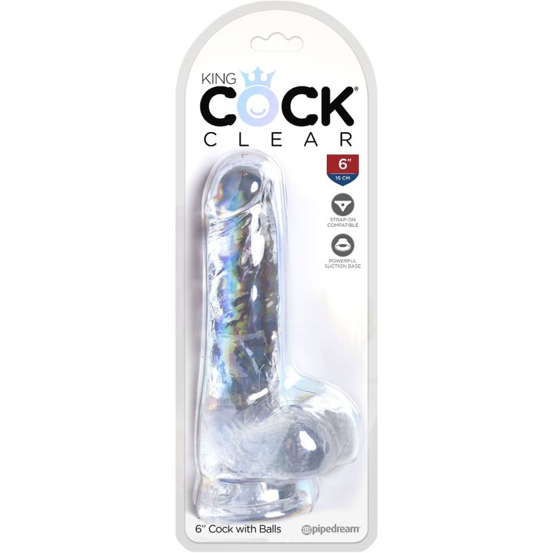 KING COCK - CLEAR REALISTIC PENIS WITH BALLS 13.5 CM TRANSPARENT - Kink&Play
