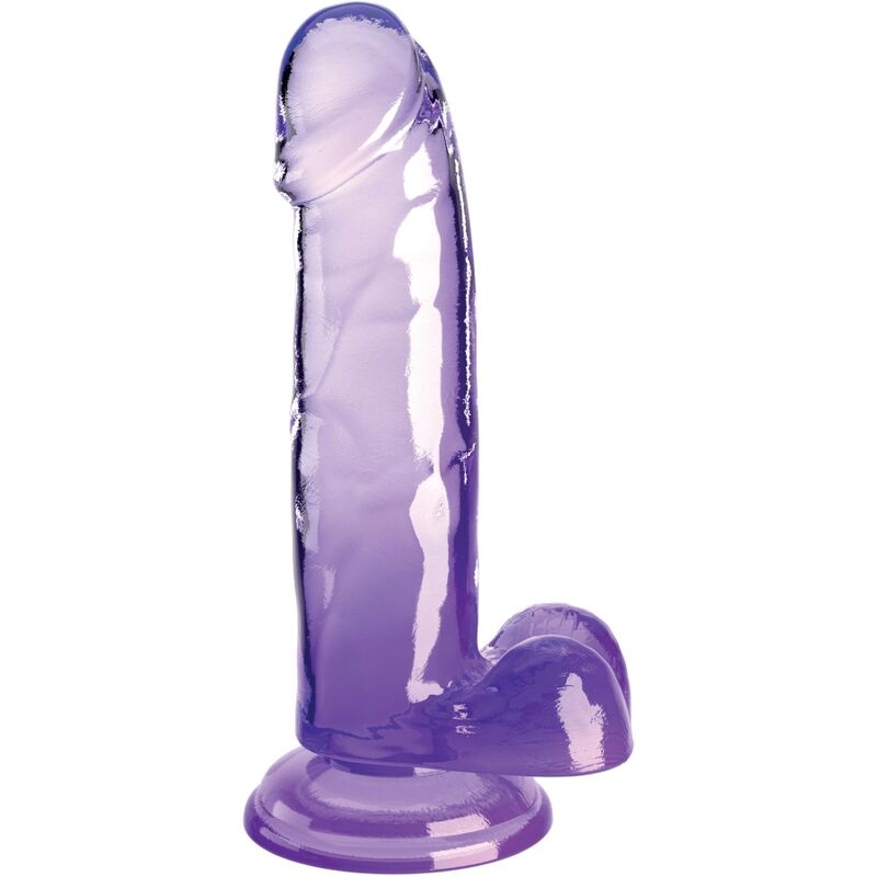 KING COCK - CLEAR REALISTIC PENIS WITH BALLS 15.2 CM PURPLE - Kink&Play