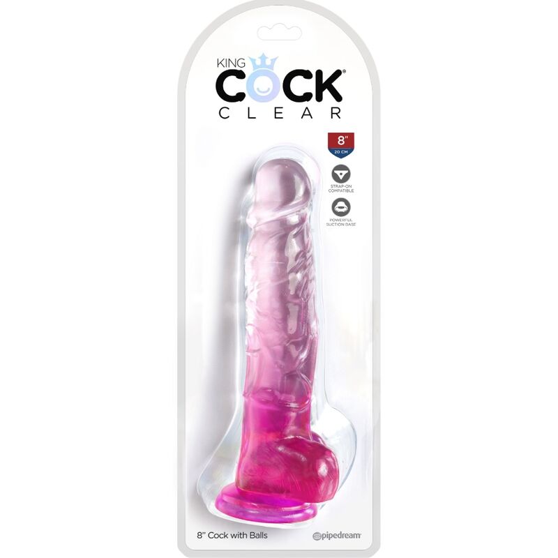 KING COCK - CLEAR REALISTIC PENIS WITH BALLS 16.5 CM PINK - Kink&Play