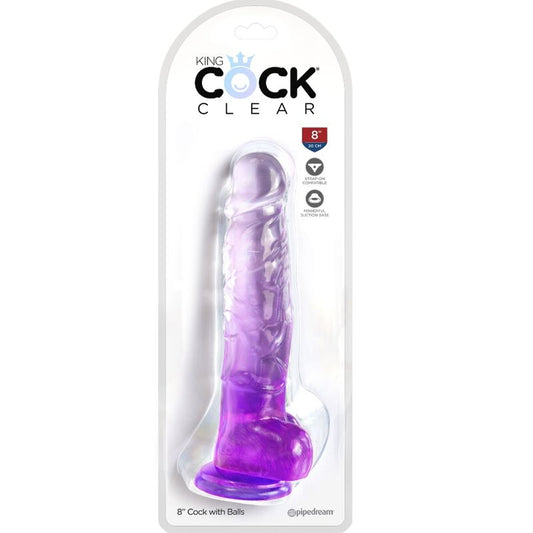 KING COCK - CLEAR REALISTIC PENIS WITH BALLS 16.5 CM PURPLE - Kink&Play