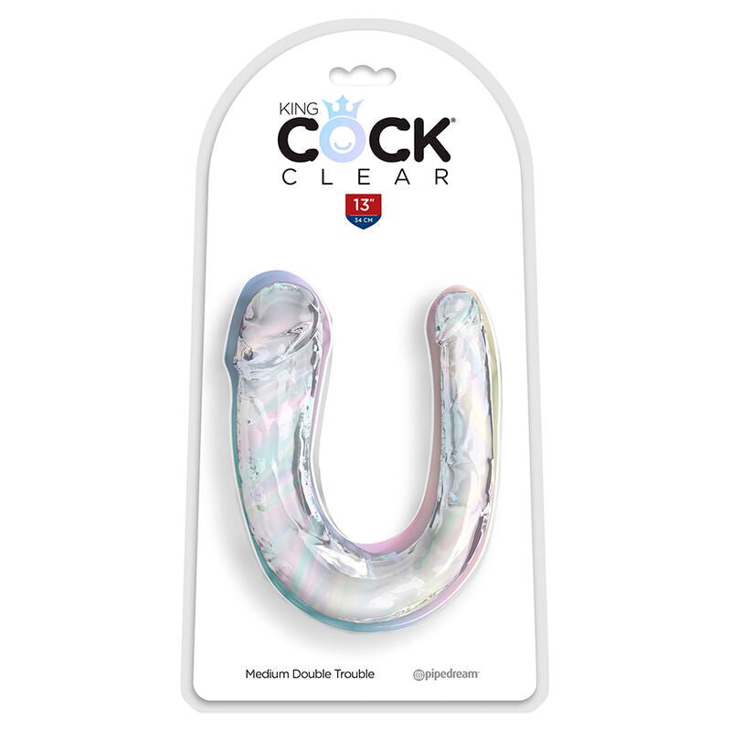 KING COCK - DOUBLE TROUBLE DOUBLE DILDO 33 CM CLEAR - Kink&Play