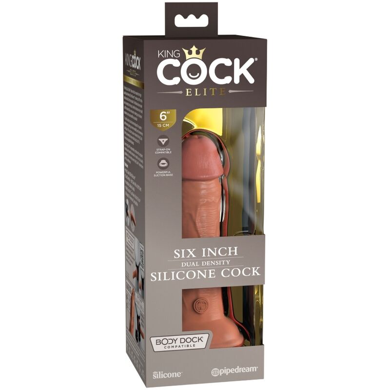 KING COCK - ELITE REALISTIC SILICONE DILDO 15.2 CM CARAMEL - Kink&Play