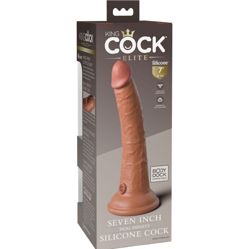 KING COCK - ELITE REALISTIC SILICONE DILDO 17.8 CM CARAMEL - Kink&Play