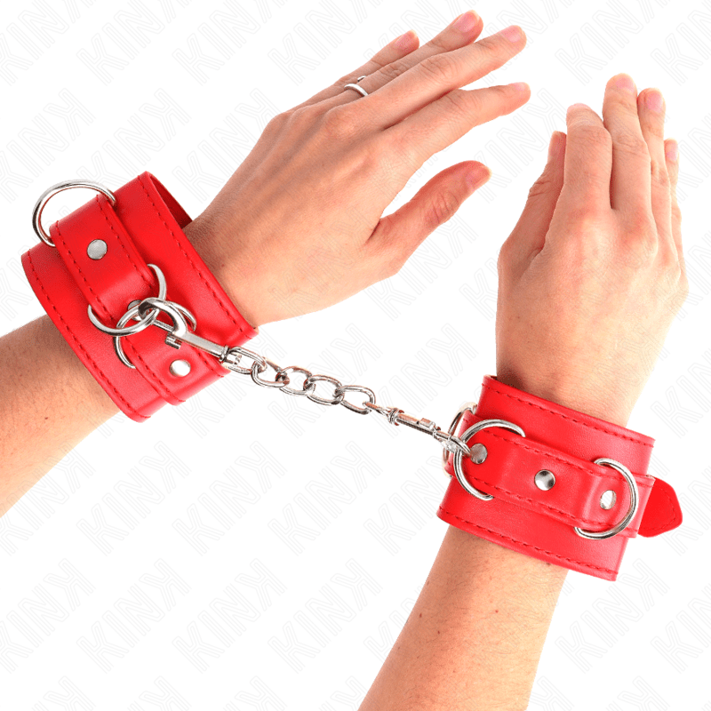 KINK - 3 D - RING WRIST RESTRAINTS ADJUSTABLE RED 17.5 - 25 CM X 6 CM - Kink&Play