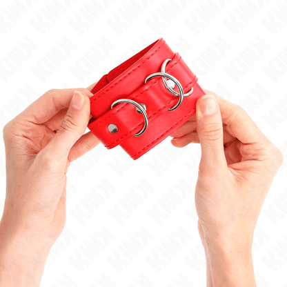 KINK - 3 D - RING WRIST RESTRAINTS ADJUSTABLE RED 17.5 - 25 CM X 6 CM - Kink&Play