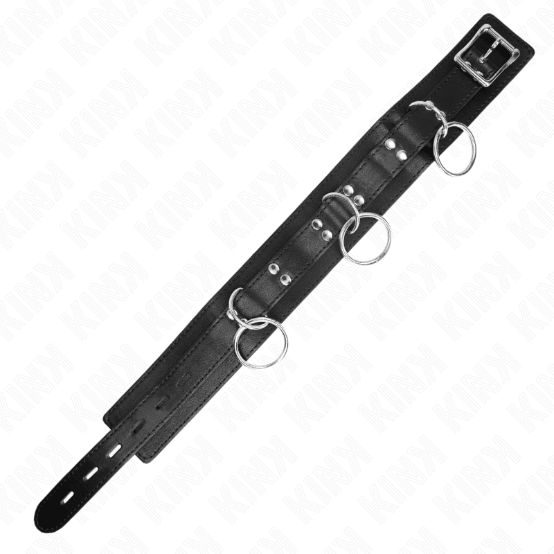 KINK - 3 RING SLAVERY NECKLACE WITH STRAP 80 CM 53 X 5 CM - Kink&Play