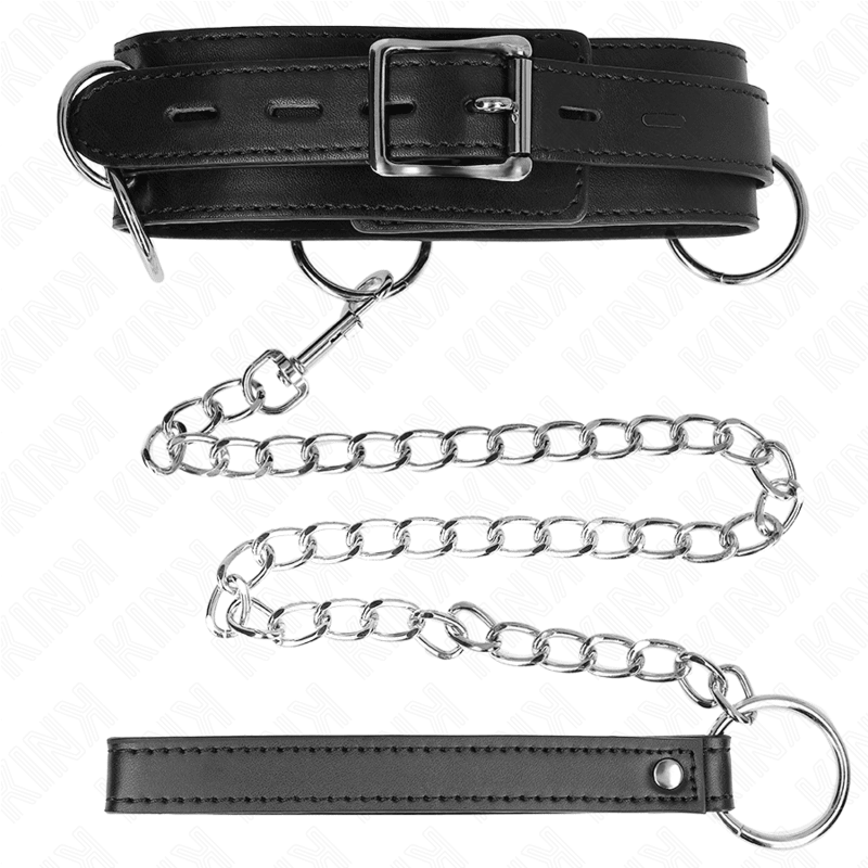 KINK - 3 RING SLAVERY NECKLACE WITH STRAP 80 CM 53 X 5 CM - Kink&Play
