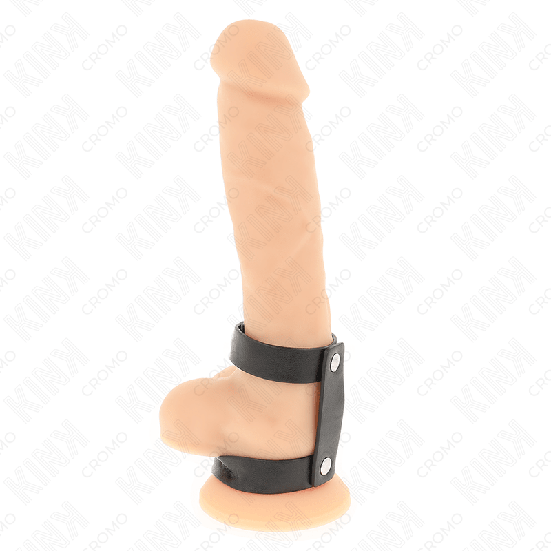 KINK - ADJUSTABLE DOUBLE LEATHER PENIS RING - Kink&Play