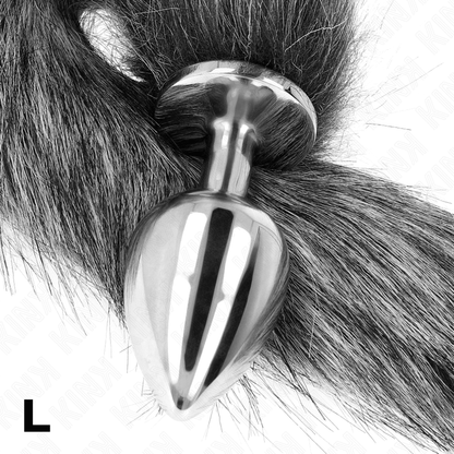 KINK - ANAL PLUG SIZE L 10 X 4 CM WITH SYNTHETIC TAIL 40 CM GREY - Kink&Play