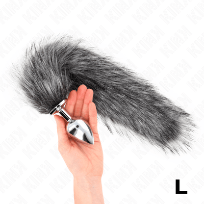 KINK - ANAL PLUG SIZE L 10 X 4 CM WITH SYNTHETIC TAIL 40 CM GREY - Kink&Play