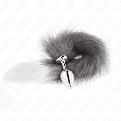 KINK - ANAL PLUG SIZE M 8 X 3.5 CM WITH SYNTHETIC TAIL 40 CM GREY AND WHITE - Kink&Play