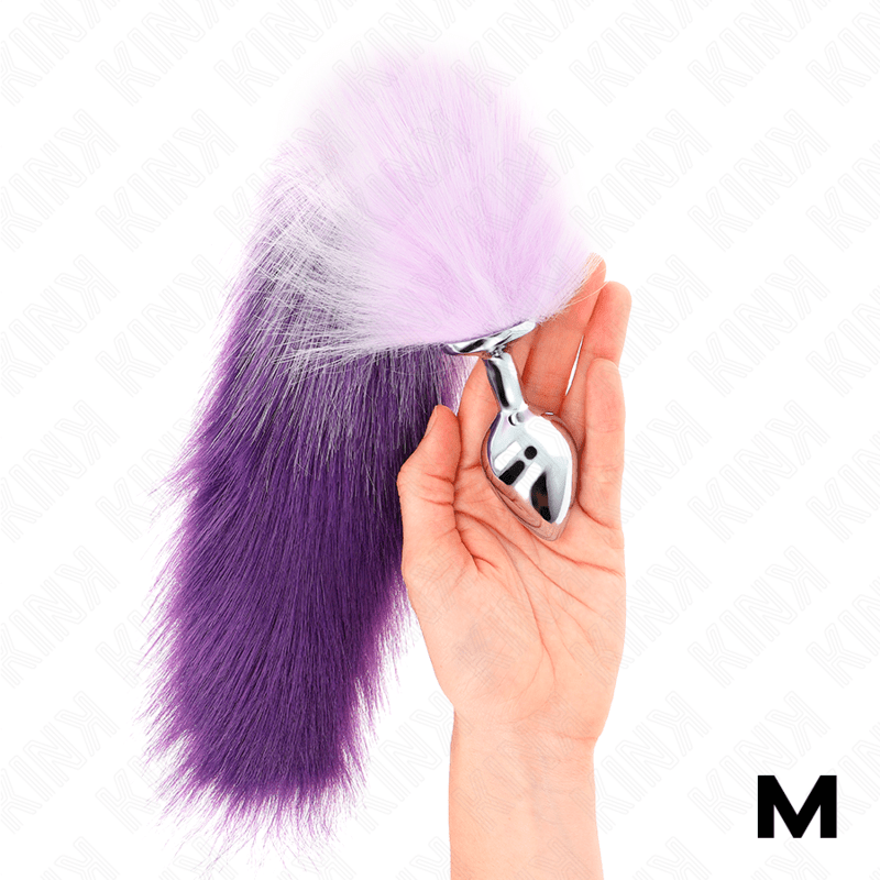 KINK - ANAL PLUG SIZE M 8 X 3.5 CM WITH SYNTHETIC TAIL 40 CM PURPLE - Kink&Play