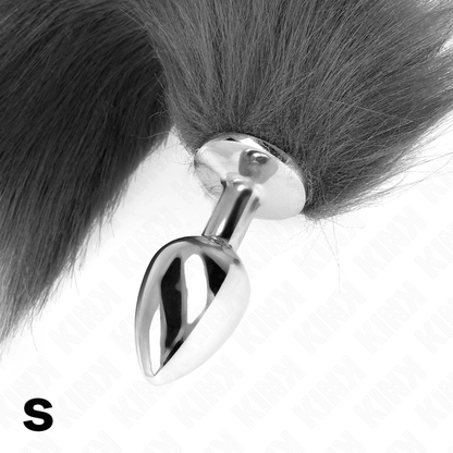 KINK - ANAL PLUG SIZE S 7 X 3 CM WITH SYNTHETIC TAIL 40 CM GREY AND WHITE - Kink&Play