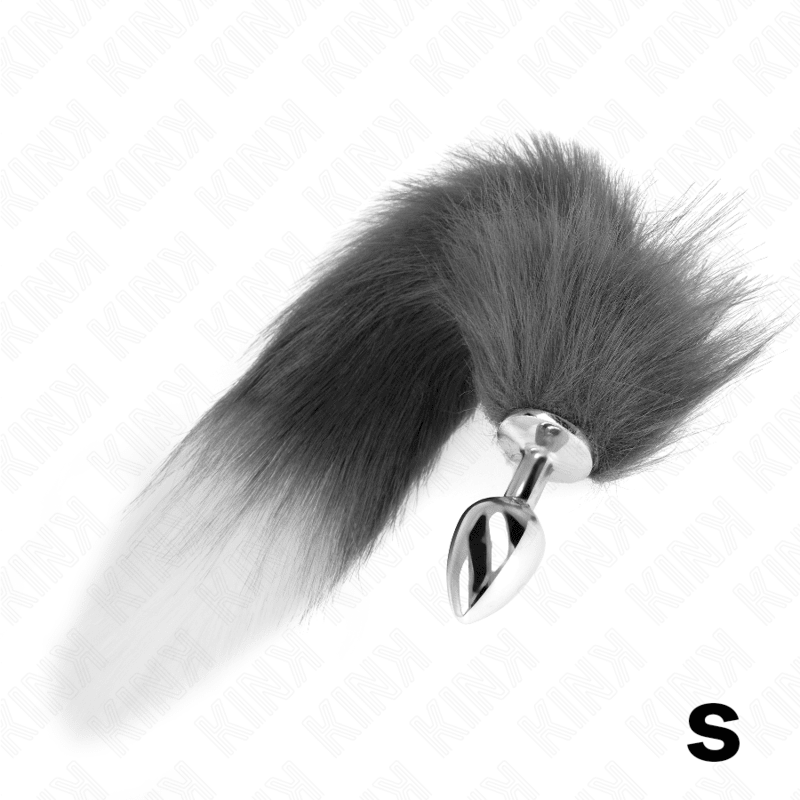 KINK - ANAL PLUG SIZE S 7 X 3 CM WITH SYNTHETIC TAIL 40 CM GREY AND WHITE - Kink&Play