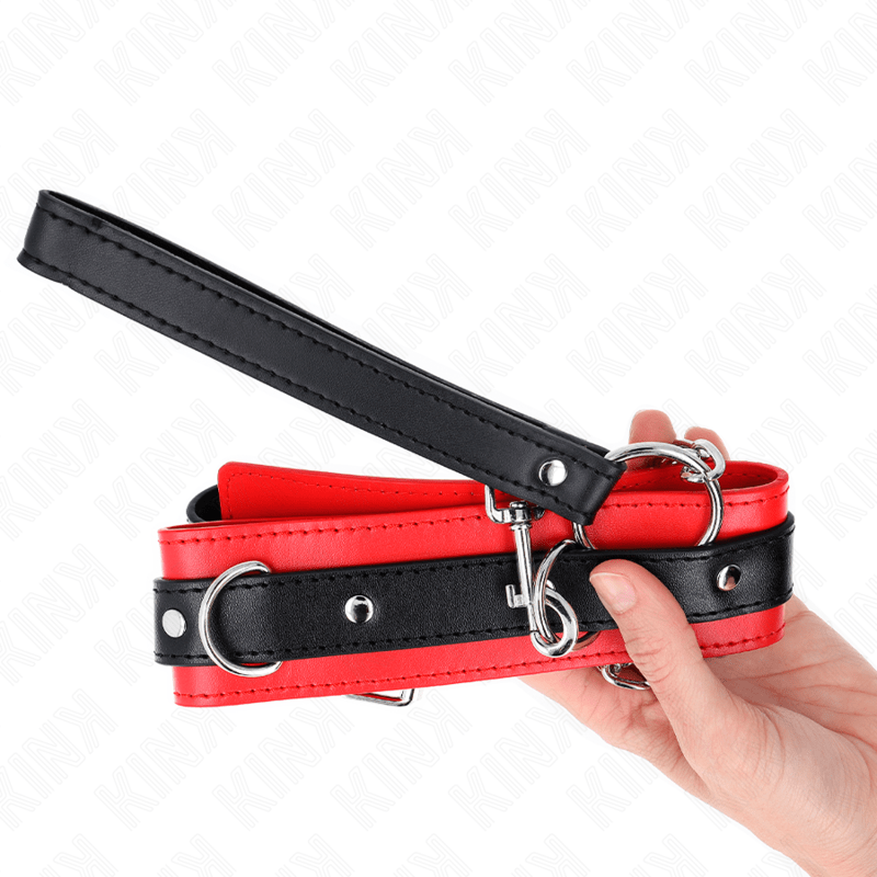KINK - BASIC MODEL COLLAR WITH LEASH 65 CM MODEL 3 RED 53 X 5 CM - Kink&Play