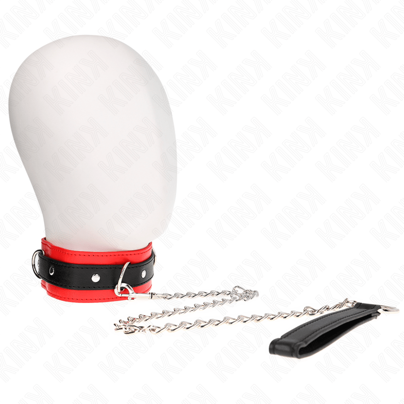 KINK - BASIC MODEL COLLAR WITH LEASH 65 CM MODEL 3 RED 53 X 5 CM - Kink&Play
