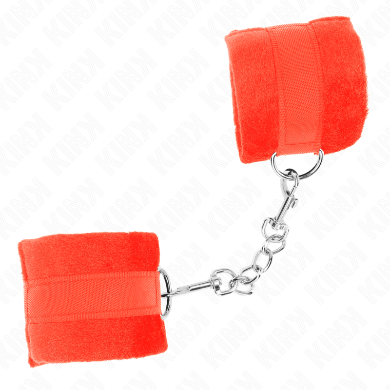 KINK - BEGINNER FUR HAND CUFFS RED 30 X 7 CM - Kink&Play