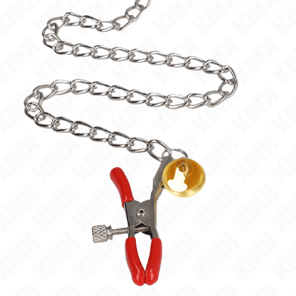KINK - BELL TRIPLE NIPPLE AND CLIT CLAMPS RED WITH CHAIN 30 CM - Kink&Play