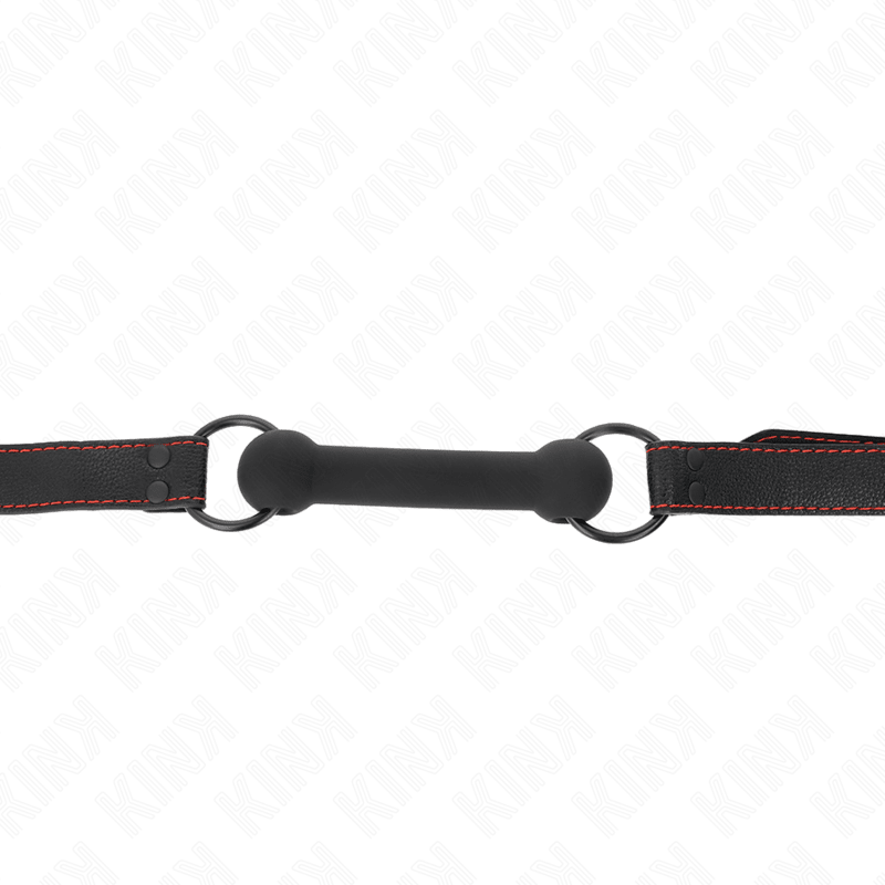 KINK - BONE GAG WITH LEATHERETTE STRAP BLACK ADJUSTABLE 41 - 57 CM - Kink&Play